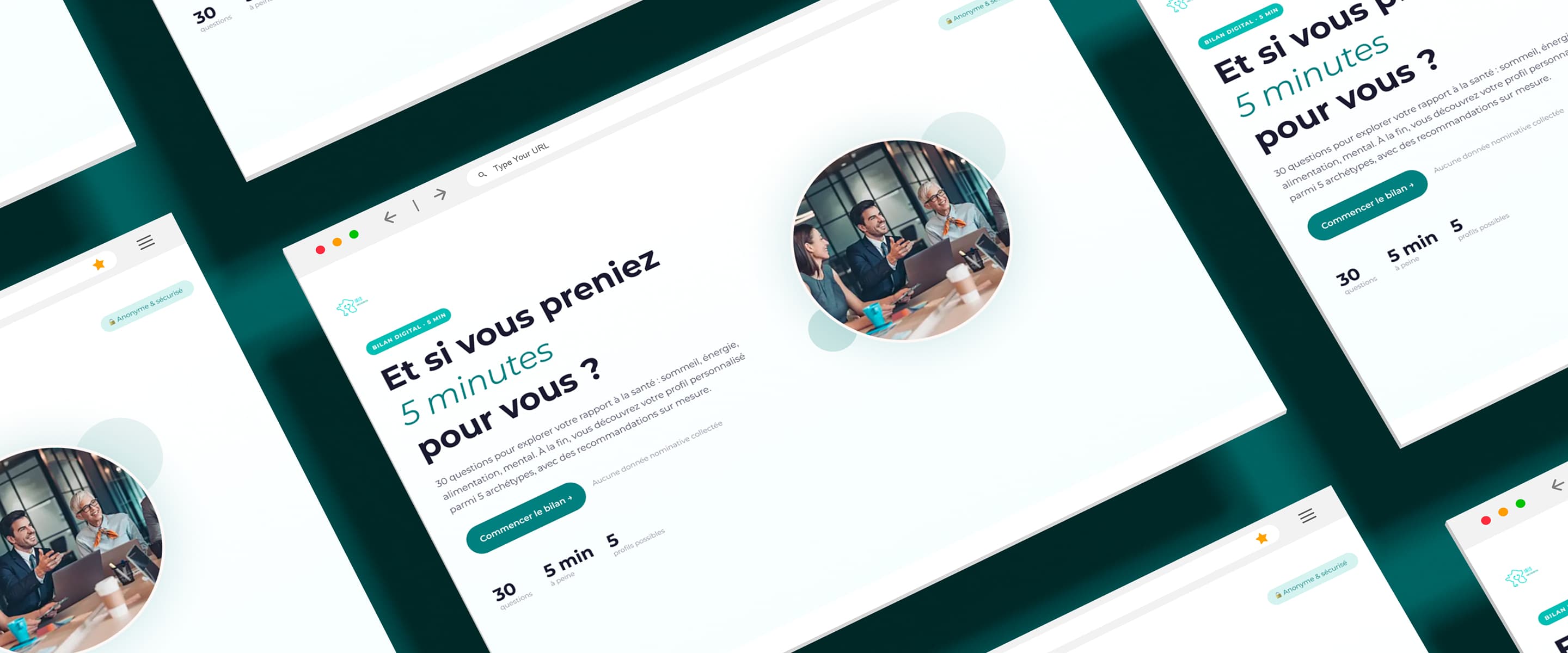 Aperçu du projet Iris Prévention — interface de la home du questionnaire