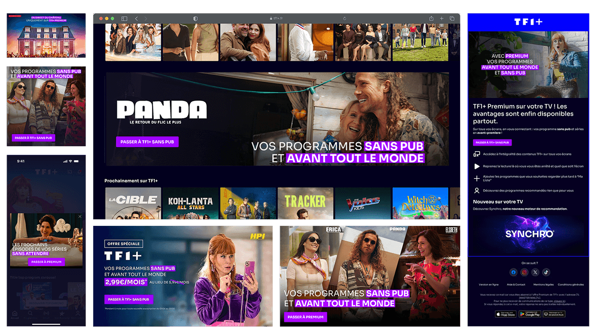 Déclinaisons Premium : TV, web, mobile, CRM. Marketing